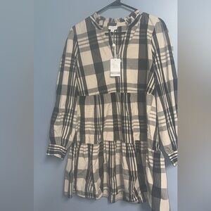 Mud Pie Shannon Plaid dress in tan NWT